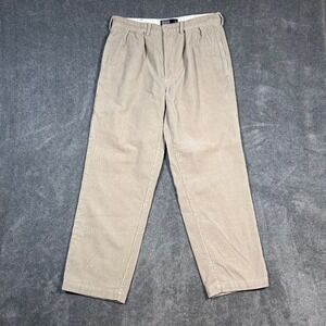 Polo Ralph Lauren Corduroy Pleated Pants Beige Classic Fit Trousers Mens 34x29
